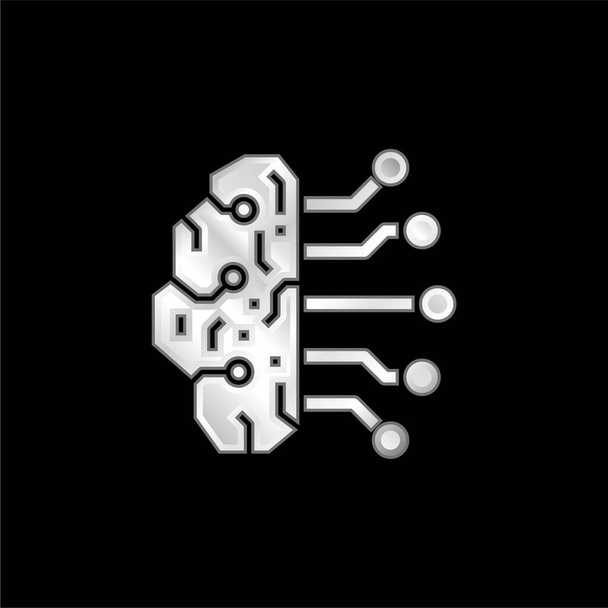 Intelligenza Artificiale argento placcato icona metallica - Vettoriali, immagini