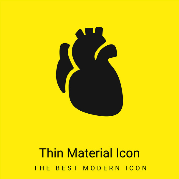 Анатомическое сердце минимальная ярко-желтая икона материала - Вектор,изображение