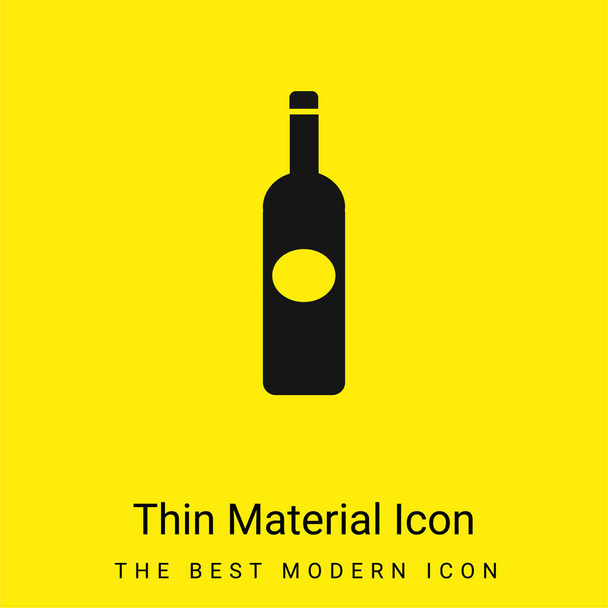 Bottle Dark Big Shape With Oval Label minimal bright yellow material icon - Vector, Image