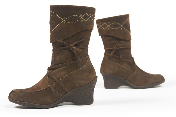 Female leather boots isolated on white - Photo, Image