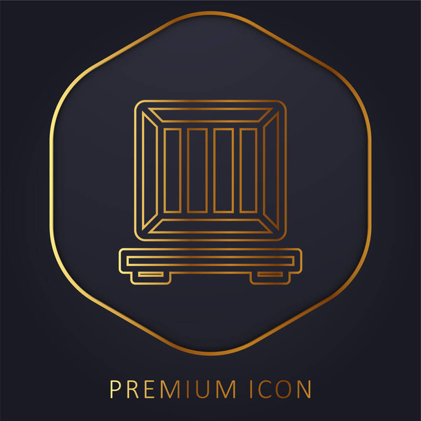Caja de la línea de oro logotipo premium o icono - Vector, Imagen