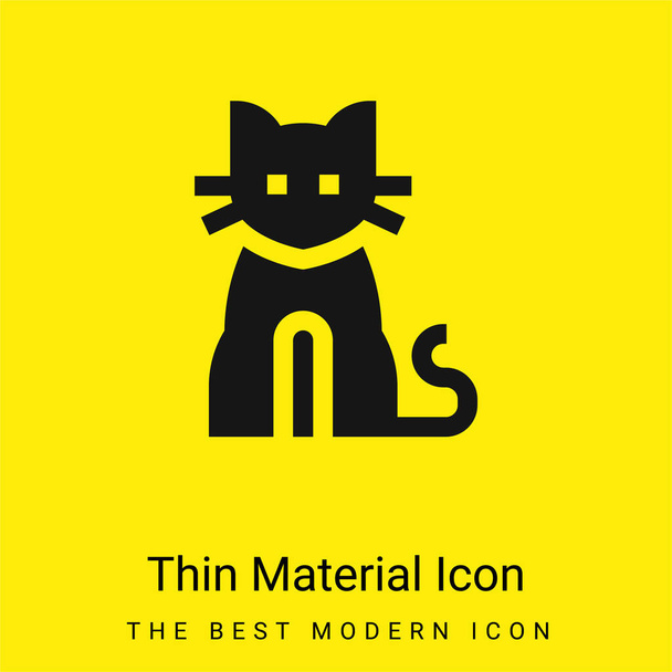 Black Cat icona minimale materiale giallo brillante - Vettoriali, immagini