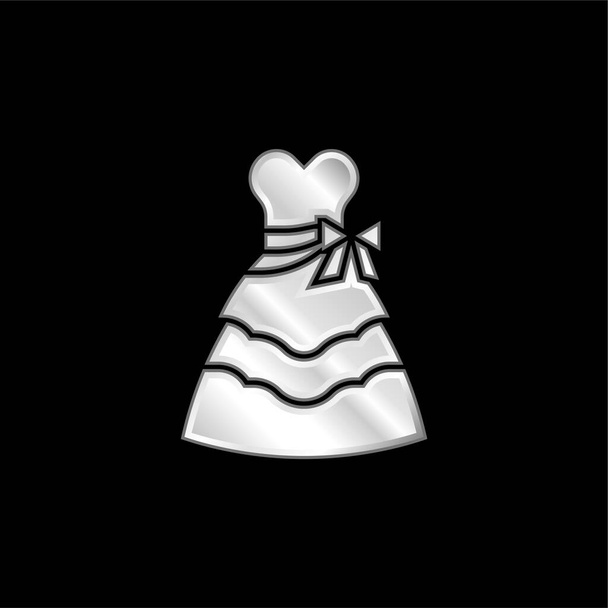 Bride Dress silver plated metallic icon - Vector, Image