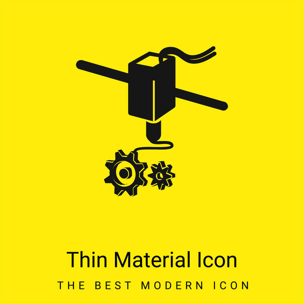 Symbole d'interface de configuration de l'imprimante 3d icône matérielle jaune vif minimale - Vecteur, image