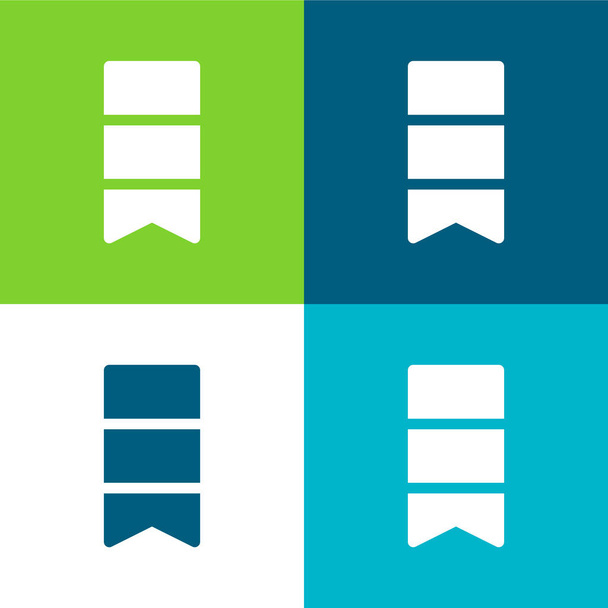 Bookmark Conjunto de ícones mínimos de quatro cores plano - Vetor, Imagem