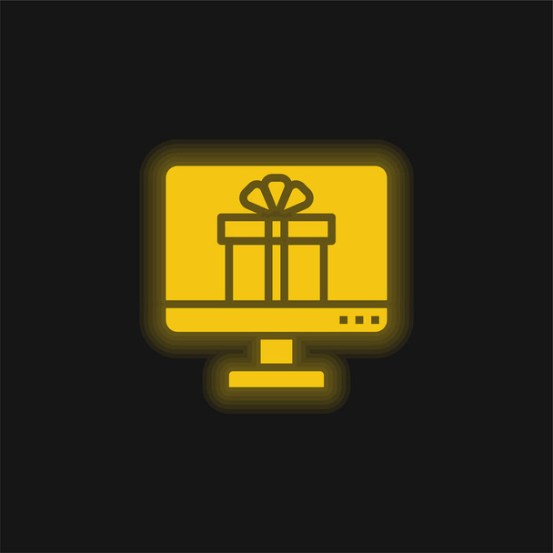Aplicación amarillo brillante icono de neón - Vector, Imagen