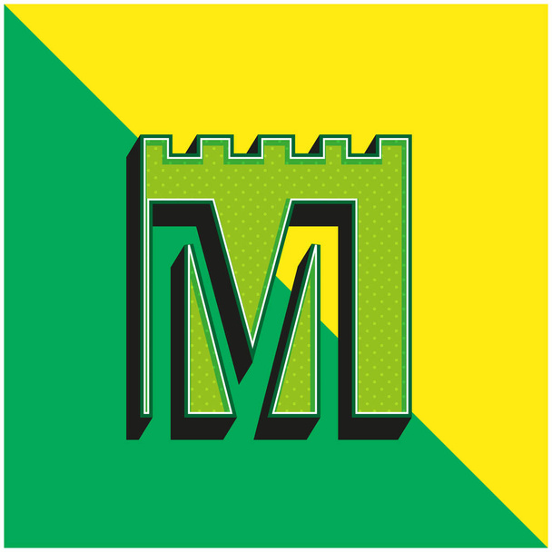 Amsterdam Metro Logo Groen en geel modern 3D vector icoon logo - Vector, afbeelding