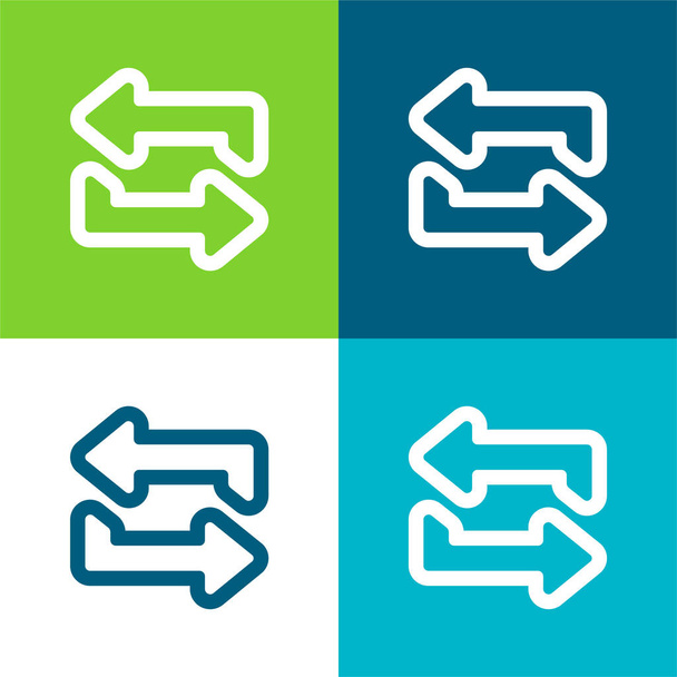 Nyilak körvonalazott pár Lapos négy szín minimális ikon készlet - Vektor, kép