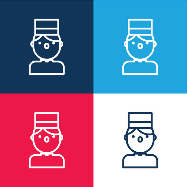Bellboy blu e rosso quattro colori set icona minima - Vettoriali, immagini