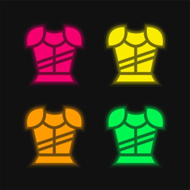 Armatura quattro colori incandescente icona vettoriale al neon - Vettoriali, immagini