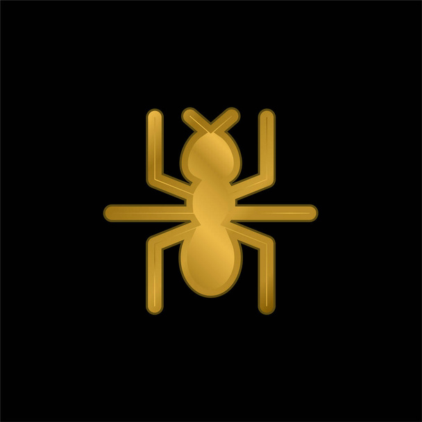 Mravenčí pozlacená kovová ikona nebo vektor loga - Vektor, obrázek