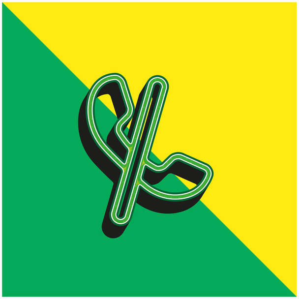 Auricularis Blokkolt Hívójel egy slash zöld és sárga modern 3D vektor ikon logó - Vektor, kép