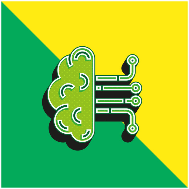 Intelligenza artificiale Logo moderno verde e giallo dell'icona vettoriale 3d - Vettoriali, immagini