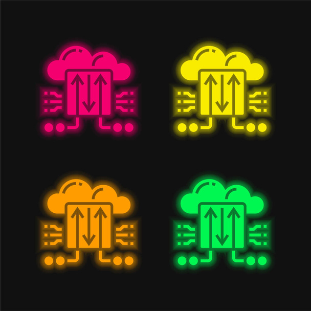Backup four color glowing neon vector icon - Vector, Image