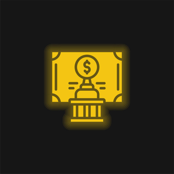 社債黄色の輝くネオンアイコン - ベクター画像