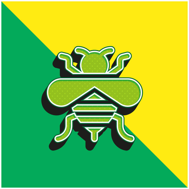 Bee Green and yellow modern 3d vector icon logo - Vector, Image