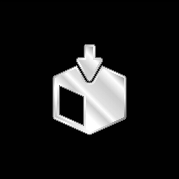 Box Delivery Symbol silver plated metallic icon - Vector, Image