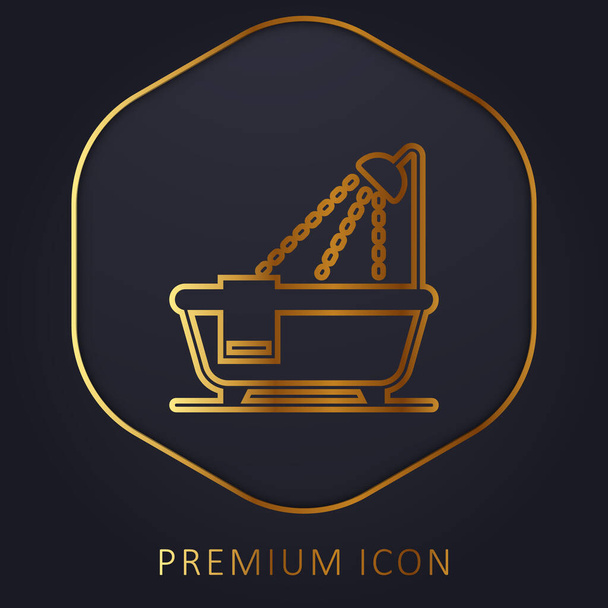 Banheira linha dourada logotipo premium ou ícone - Vetor, Imagem