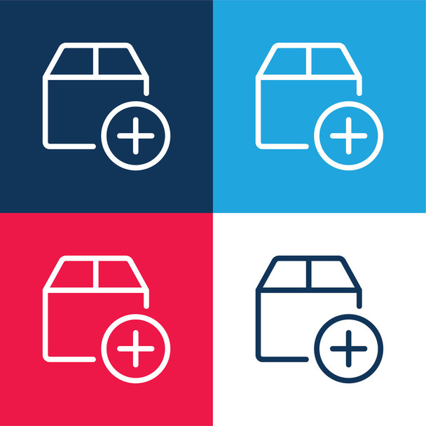 Añadir azul y rojo conjunto de iconos mínimo de cuatro colores - Vector, Imagen