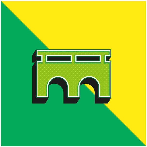 Ponte Logo icona vettoriale 3D moderna verde e gialla - Vettoriali, immagini