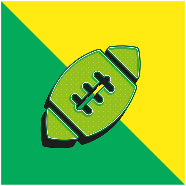 Amerikkalainen jalkapallo pallo pallo vihreä ja keltainen moderni 3d vektori kuvake logo - Vektori, kuva