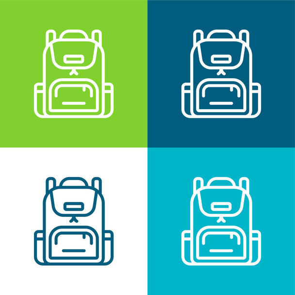 Hátizsák Lakás négy szín minimális ikon készlet - Vektor, kép