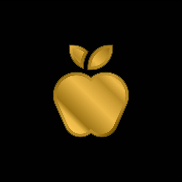 Apple chapado en oro icono metálico o logo vector - Vector, imagen