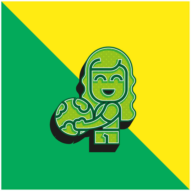 Bola de praia Verde e amarelo moderno logotipo vetor 3d ícone - Vetor, Imagem
