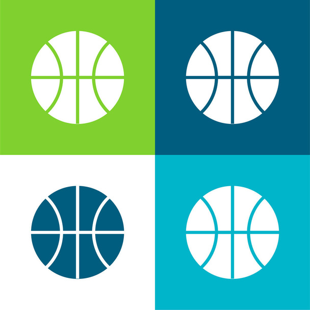 Μπάσκετ Match Επίπεδη τέσσερις χρώμα ελάχιστο σύνολο εικονίδιο - Διάνυσμα, εικόνα