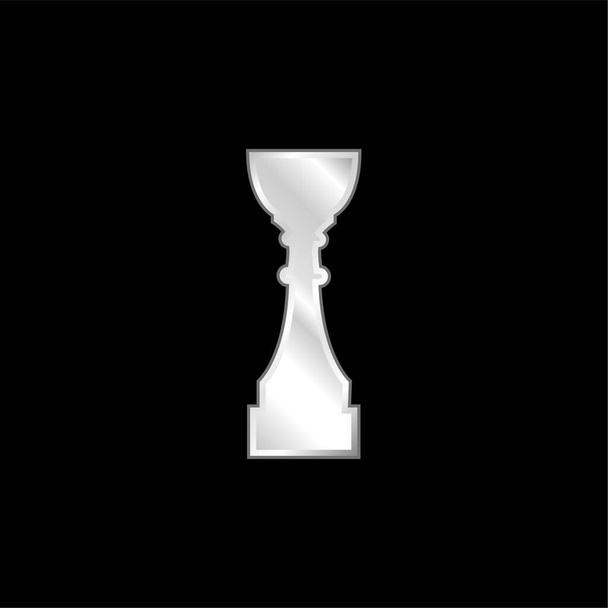 トロフィーカップ背の高いブラックシルエットシルバーメッキ金属アイコン - ベクター画像