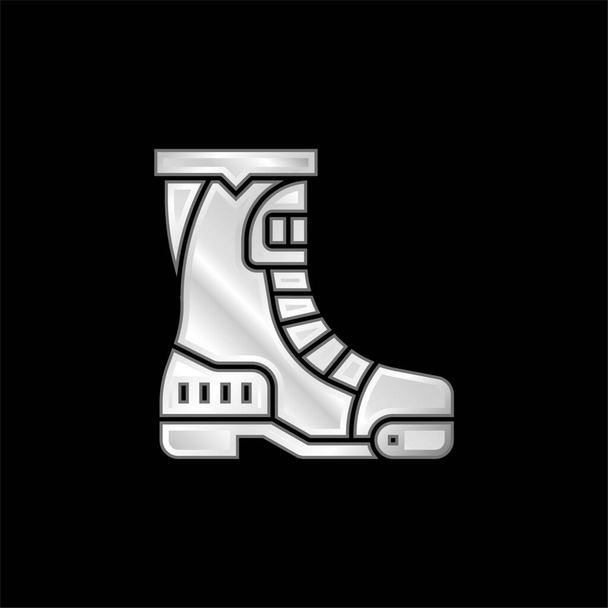ブーツ銀メッキ金属アイコン - ベクター画像
