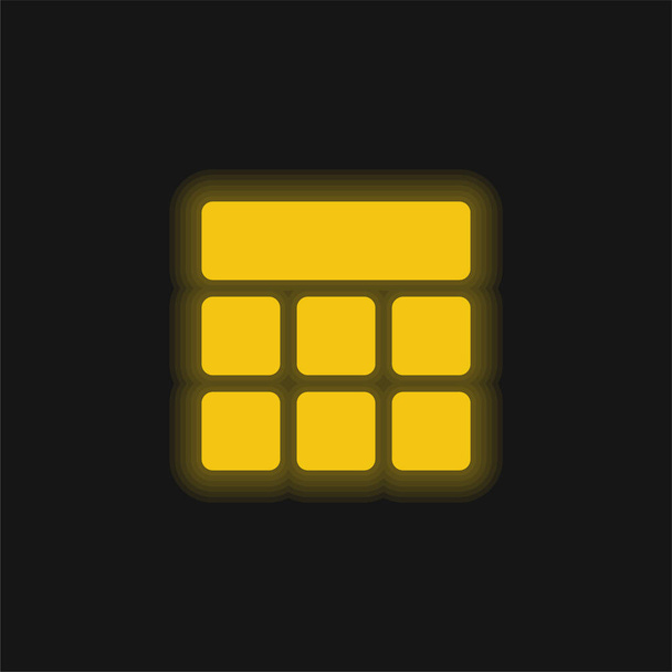 Blockiert gelb glühendes Neon-Symbol - Vektor, Bild