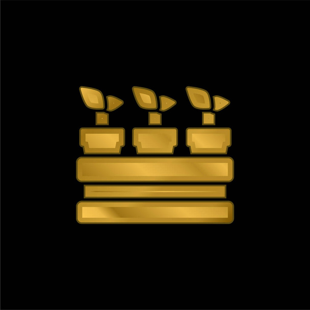 Icono metálico chapado en oro botánico o vector de logotipo - Vector, Imagen