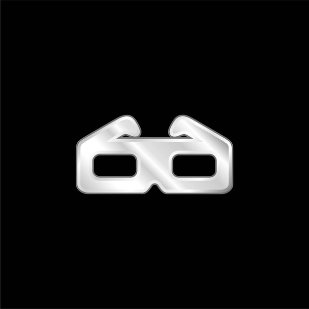 3D Okulary posrebrzana ikona metaliczna - Wektor, obraz