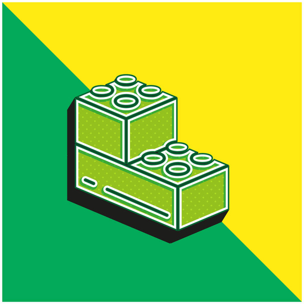 Blokkok Zöld és sárga modern 3D vektor ikon logó - Vektor, kép