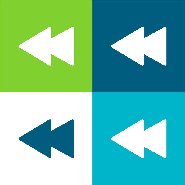 Conjunto de iconos mínimos de cuatro colores planos hacia atrás - Vector, imagen