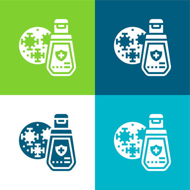 Antibacterial Gel Flat four color minimal icon set - Vector, Image
