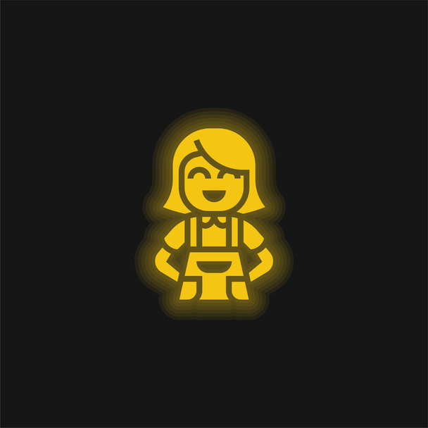 Delantal amarillo brillante icono de neón - Vector, imagen