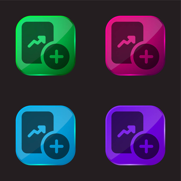 Add four color glass button icon - Vector, Image