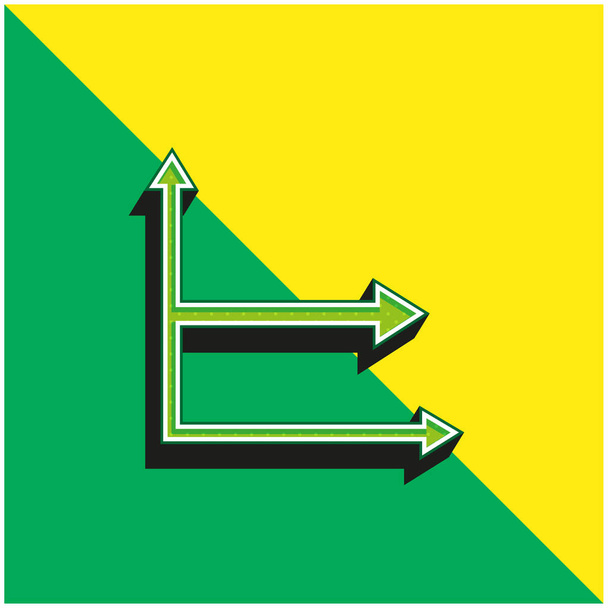矢印グラフィックグリーンと黄色の現代的な3Dベクトルアイコンのロゴ - ベクター画像