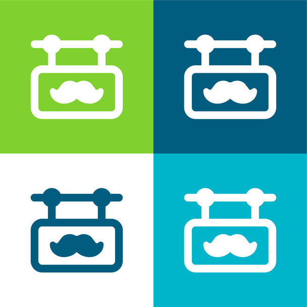 Barber Flat four color minimal icon set - Vector, Image