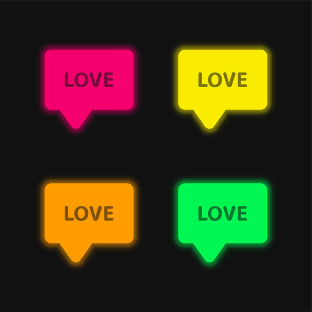 Palloncino quattro colori luminosi icona vettoriale al neon - Vettoriali, immagini