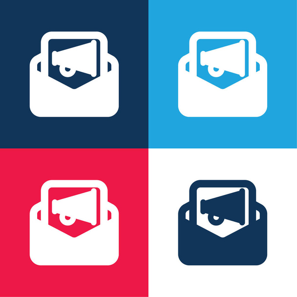 Annunci blu e rosso quattro colori set di icone minime - Vettoriali, immagini
