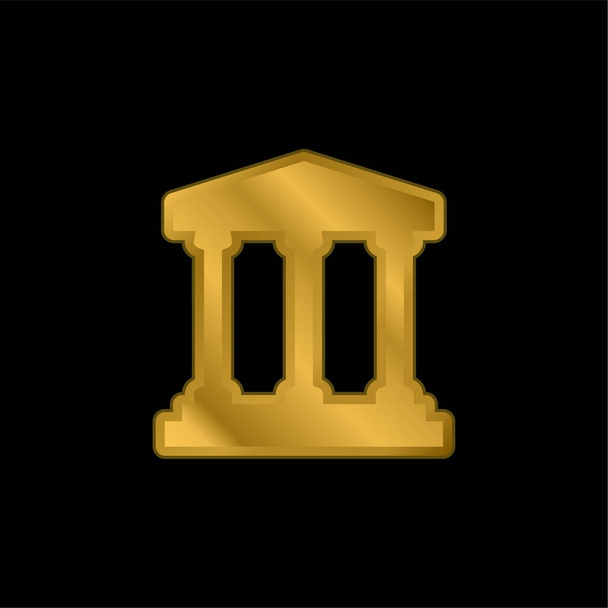 Bank Symbol gold plated metalic icon or logo vector - Vector, Image