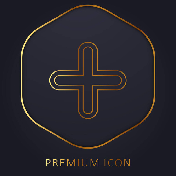 Añadir Cross Outlined Symbol logotipo premium de línea dorada o icono - Vector, imagen