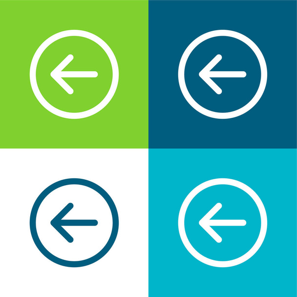 Zpět Tlačítko Flat čtyři barvy minimální ikona nastavena - Vektor, obrázek