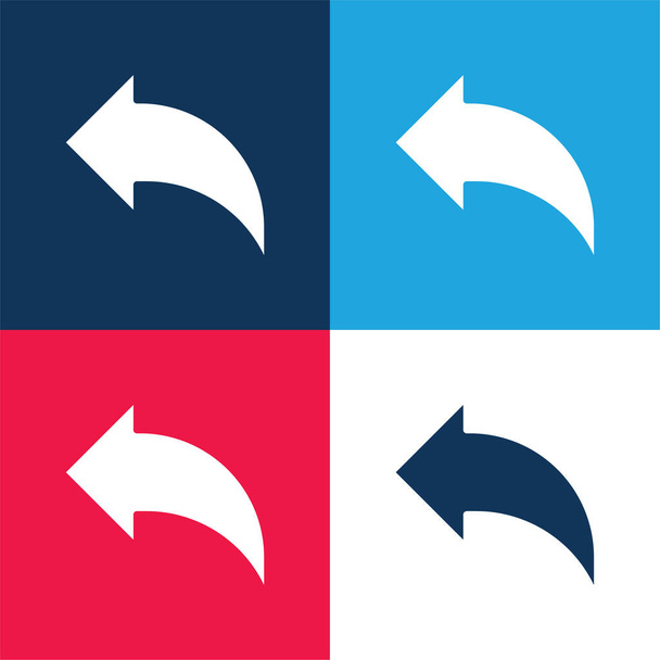 Voltar azul e vermelho conjunto de ícones mínimos de quatro cores - Vetor, Imagem