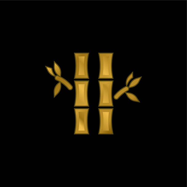 Icona metallica o vettore logo in bambù placcato oro - Vettoriali, immagini