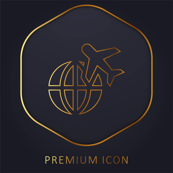 Ligne d'or avion logo premium ou icône - Vecteur, image