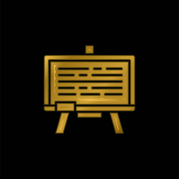 Blackboard gold plated metalic icon or logo vector - Vector, Image